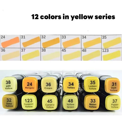 12 Colors Alcohol Oily Art Marker Pen Set for Draw Double Headed Sketching Oily Tip Based Markers Graffiti Manga  Art Supplies