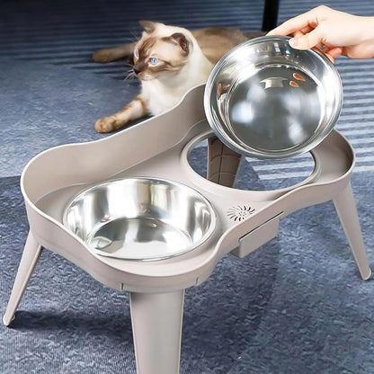 Pet food bowl with stand raised feeder dog bowl spill proof dog water bowl suitable for small, medium and large dogs and pets