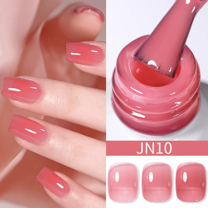 BORN PRETTY 10ml Wine Red Glitter Jelly Nude Gel Nail Polish Soak Off Translucent Color UV Light Cure for Nail Art DIY at Home