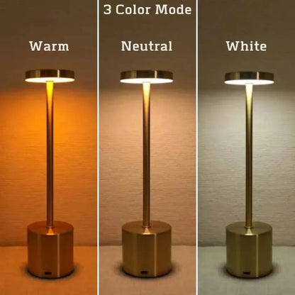 Led Touch Table Lamp Rechargeable Retro Bedside Touch Eye Portable for Bar Restaurant Tri Color Dimming Eye Protection Desk Lamp