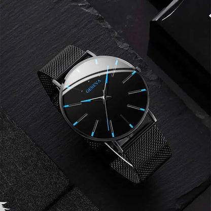 Fashion Ultra Thin Men’s Business Watches Simple Mesh Band Quartz Wristwatch Casual Man Watch Reloj Hombre