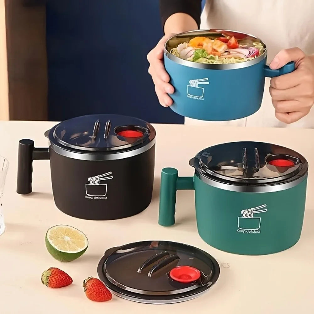 Ramen Bowl, Lunch Container,1000ml Large Thai Soup Bowls, Tableware with Phone Stand, Cereal Bowls for Home, Kitchen, Camping,