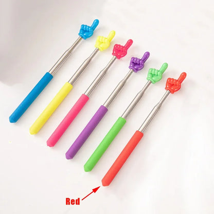 1PC Stainless Steel Teaching Tools Finger Design Whiteboard Pointer Teaching Stick Finger Reading Sticks Handheld Presenter