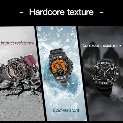 Outdoor Sport Smart Watch LED Flashlight Health Monitor Bracelet Bluetooth Make Answer Call Waterproof Men Military Smartwatch