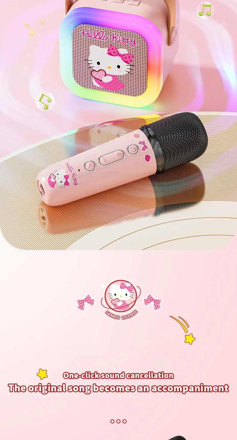 Sanrio Bluetooth Speakers ML07 Karaoke Machine Portable Speakers Bluetooth with Mic LED Light Machine Home Family Singing Gift