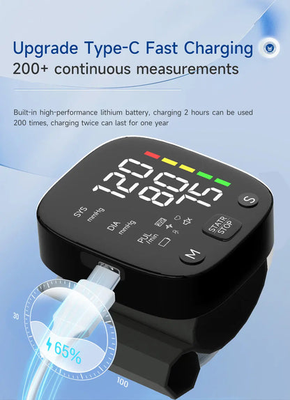 Yongrow Rechargeable Digital Wrist Blood Pressure Monitor Sphygmomanometer Tonometer Tensiometer Heart Rate Meter BP Monitor