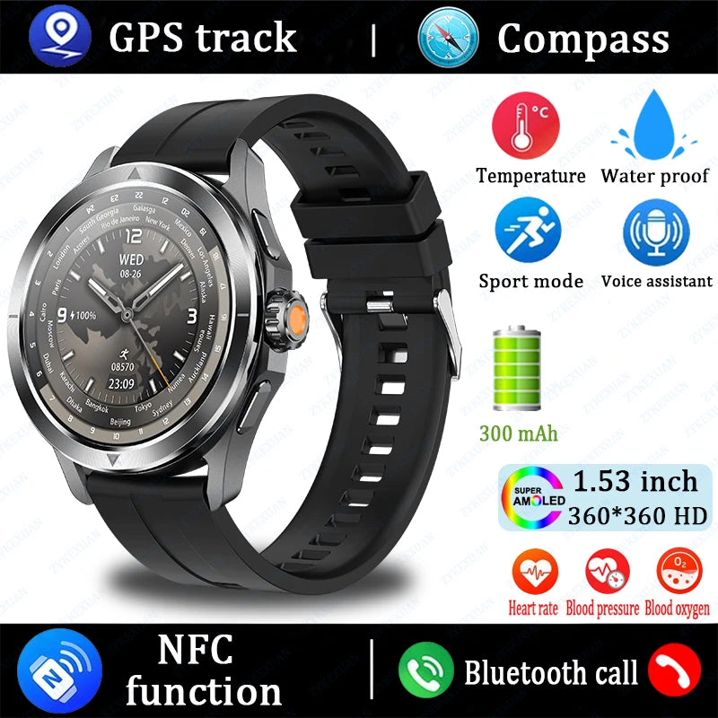 2025 New For Xiaomi S4 Ultra Smart Watch Men AMOLED Outdoor Sport NFC GPS Track Heart Rate Waterproof Bluetooth Call Smartwatch