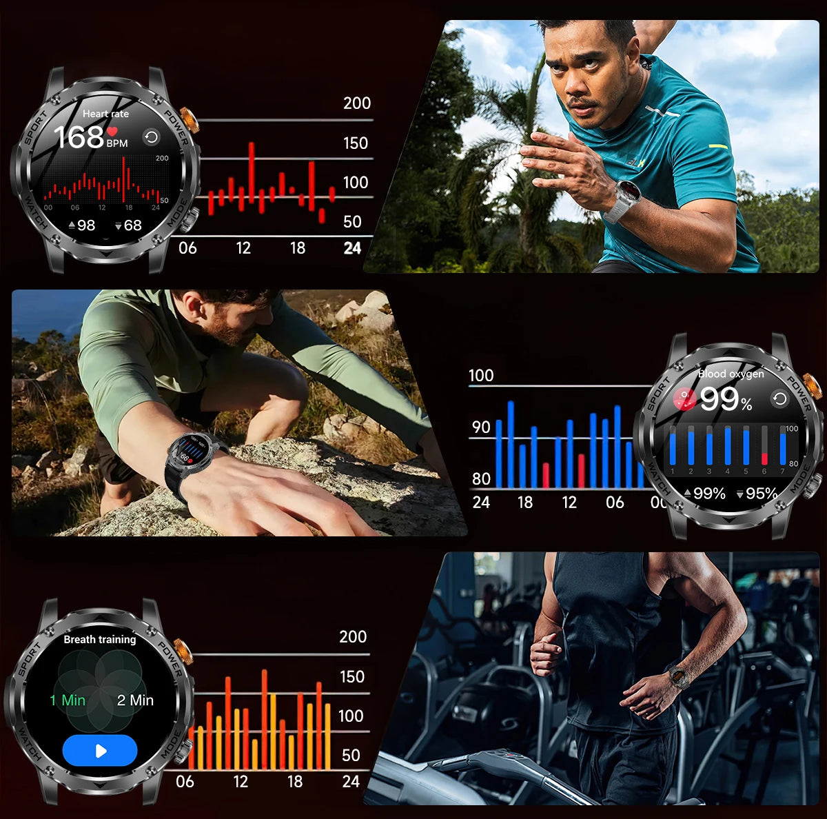 LIGE New Military Outdoor Sport Smart Watch Men Flashlight IP68 Waterproof 1.7" HD Wireless Call Smartwatch 1000mAh Big Battery