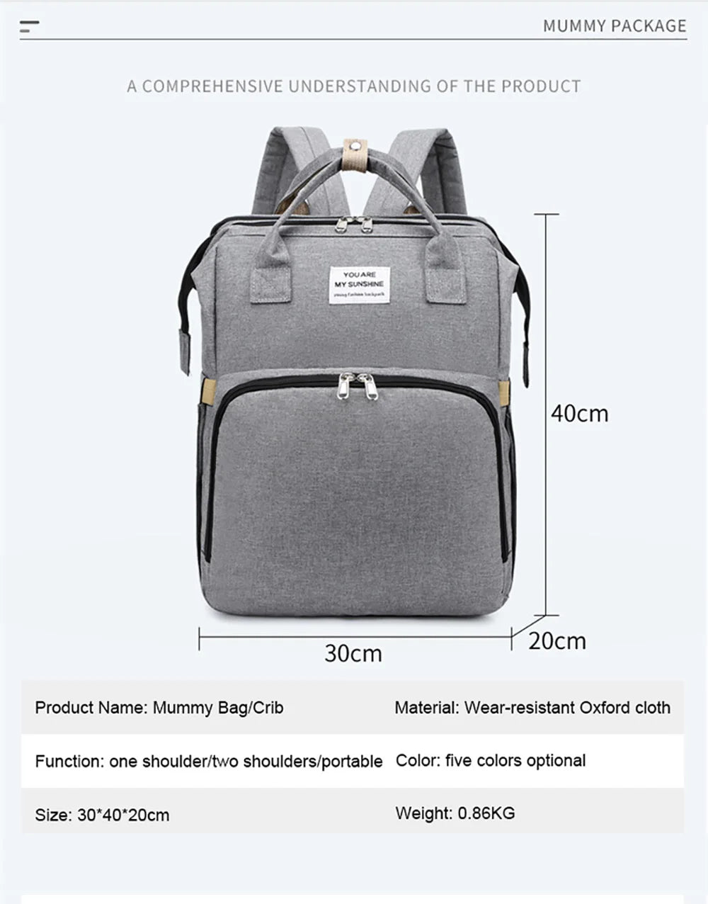 New Folding Mommy Bag Lightweight Portable Folding Crib Bed Large-capacity Baby Backpack Mommy Baby Diapers Bags Outting Bag