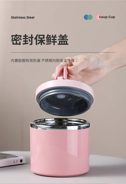 630ml Snoopys Food Thermal Jar Insulated Soup Cup Stainless Steel Vacuum Lunch Box with Handle Portable Sealed Bento Boxes Gift