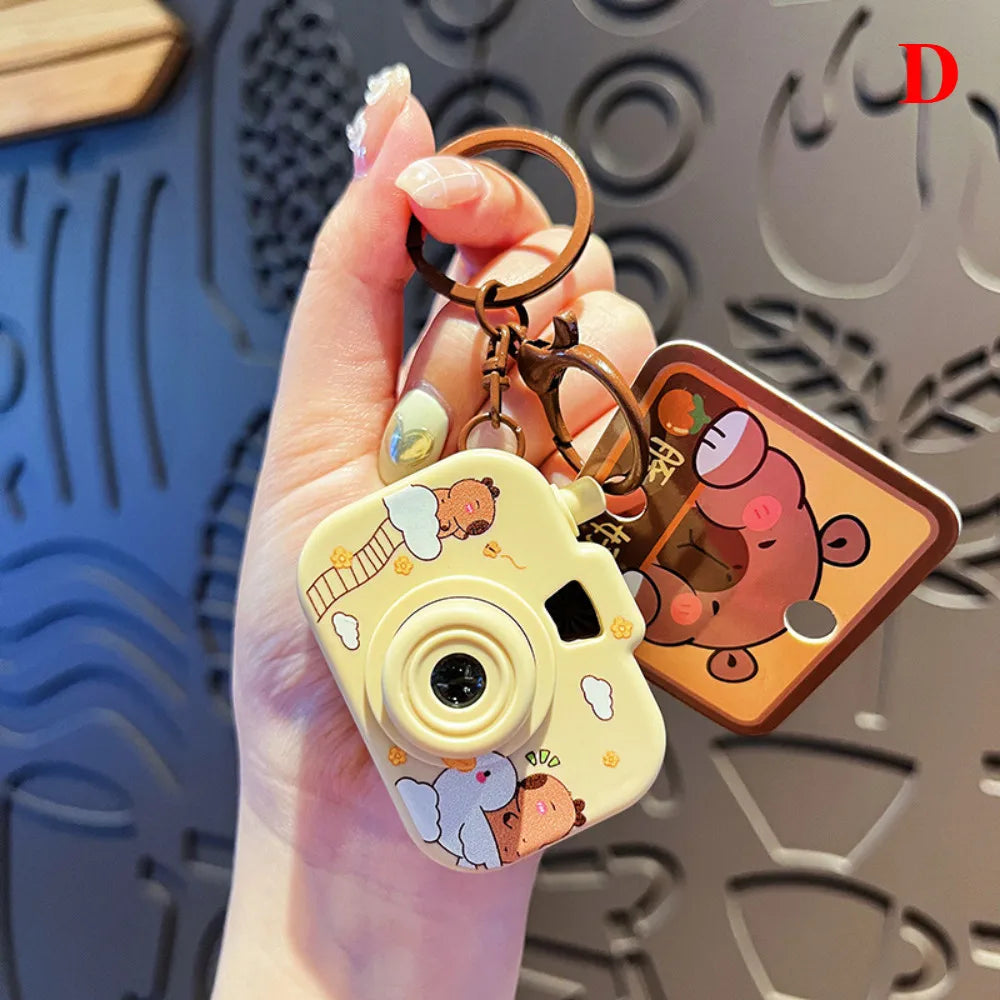 Capybara Luminous Projection Camera Toy Keychain Creative Cartoon Cute Capybara Bag Pendant