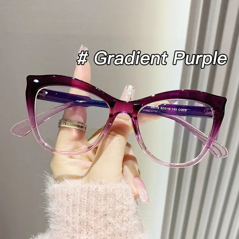 2024 New Cat Eye Glasses Frame Women Fashion Gradient Color Eyeglass Frame Anti Blue Light Glasses Computer Goggles Óculos Gifts