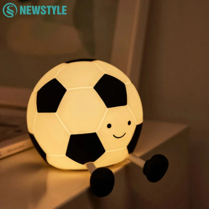 Football Silicone Night Light Rechargeable Sleeping Night Lamp with 3 Level Dimmable Bedside Lamp For Room Decor