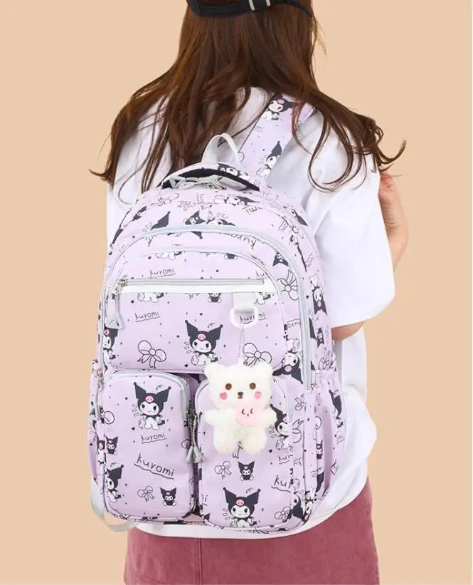 Kawaii Kuromi Backpack Junior High School Bag Student Schoolbag Anime Cartoon Shoulder Bag Girls Gift