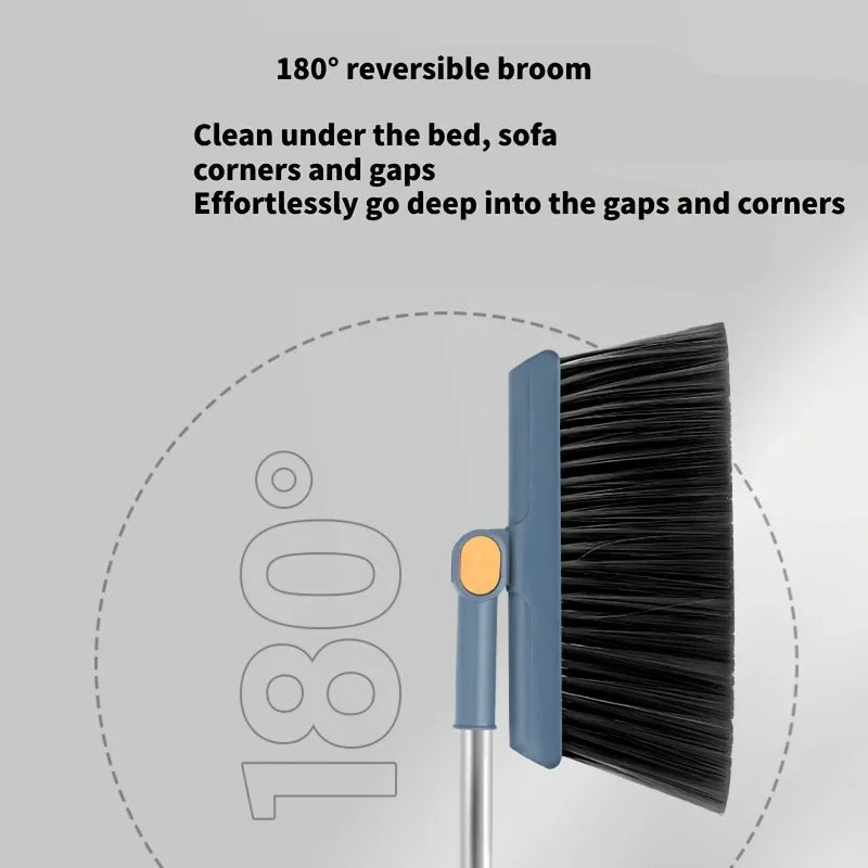 2025 Brand-new 2-in-1 rotatable and foldable magnetic broom and dustpan cleaning set, enlarged and thickened household broom