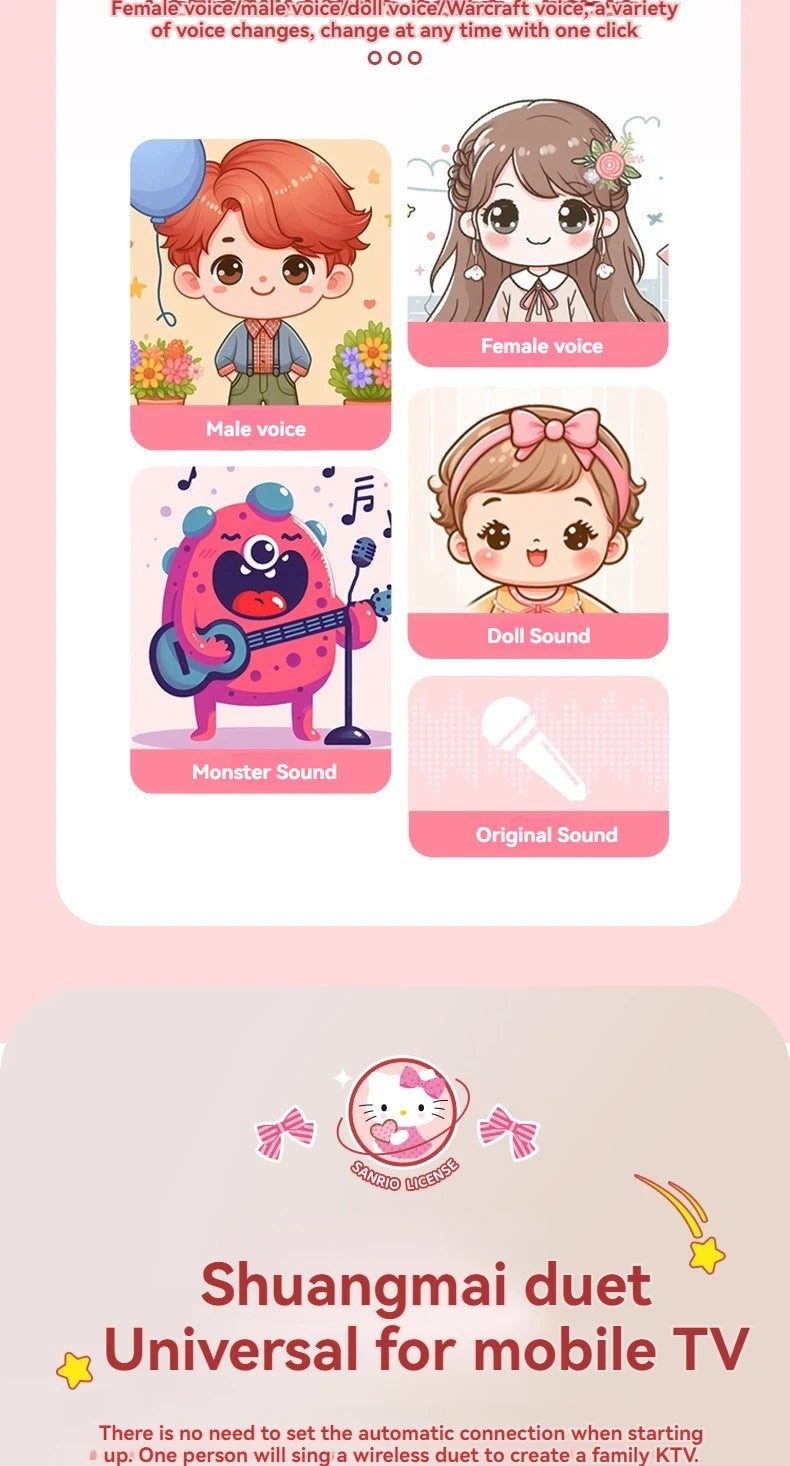 Sanrio Bluetooth Speakers ML07 Karaoke Machine Portable Speakers Bluetooth with Mic LED Light Machine Home Family Singing Gift