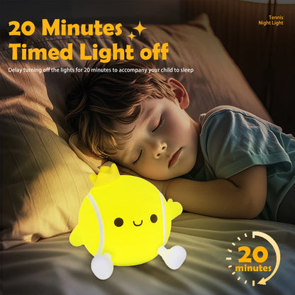 LED Tennis Night Light for Baby Nursery Toddler Fun Football Silicone Sleeping Light Rechargeable Bedside Touch Lamp For Room