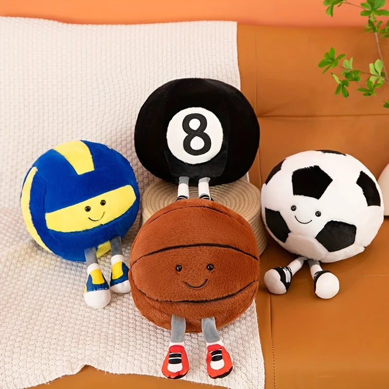 1 creative sports equipment doll, cute ball doll, fun plush toy, long legged ball doll, cartoon doll with shoes, decoration!