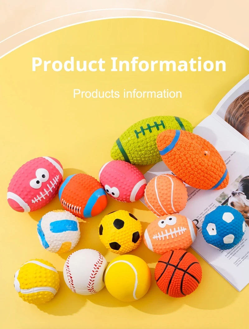 Pet Toys Olive Ball Squeaky Latex Dog Toy Ball S-L Soft Durable Interaction Smiling Face Rugby Dog Chewing Training Supplies