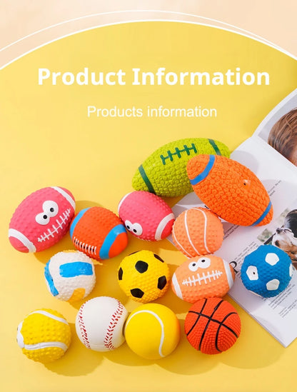 Pet Toys Olive Ball Squeaky Latex Dog Toy Ball S-L Soft Durable Interaction Smiling Face Rugby Dog Chewing Training Supplies
