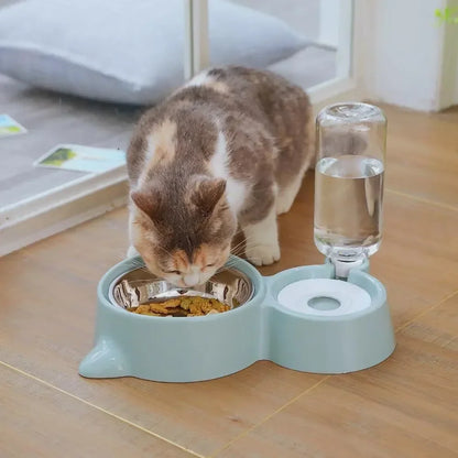 Pet food bowl, food container with automatic water storage and equipped with pet water dispenser 2-in-1 cat bowl water dispenser