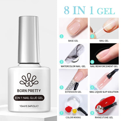 BORN PRETTY 10ml Wine Red Glitter Jelly Nude Gel Nail Polish Soak Off Translucent Color UV Light Cure for Nail Art DIY at Home