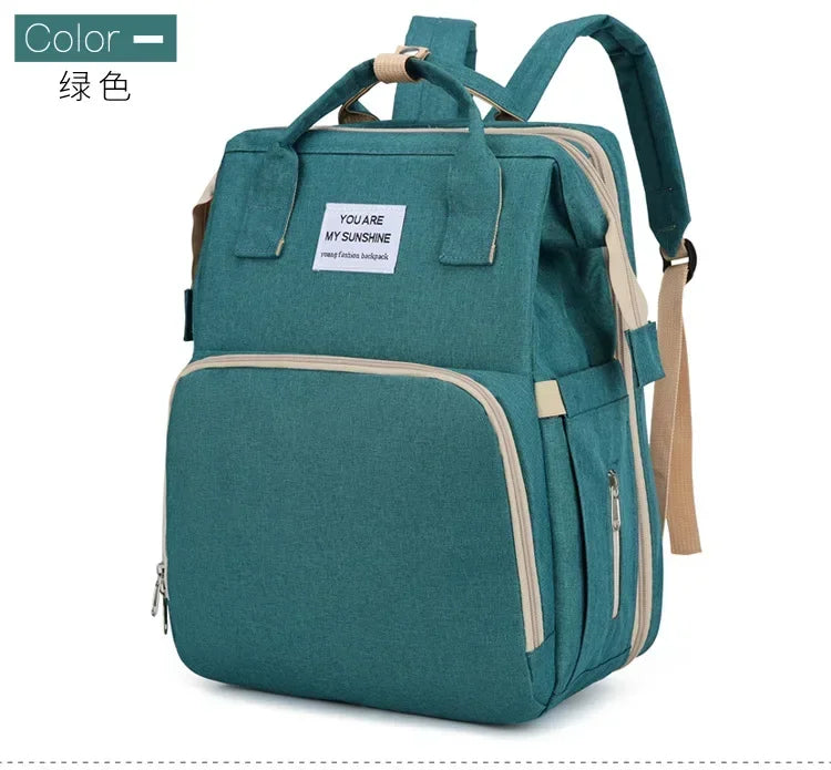 Folding Mommy Bag Multipurpose Portable Folding Crib Bed Large-capacity Baby Backpack Female Mommy Outting Bag Diaper Bags
