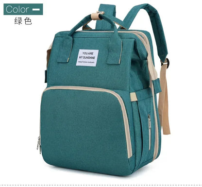 Folding Mommy Bag Multipurpose Portable Folding Crib Bed Large-capacity Baby Backpack Female Mommy Outting Bag Diaper Bags