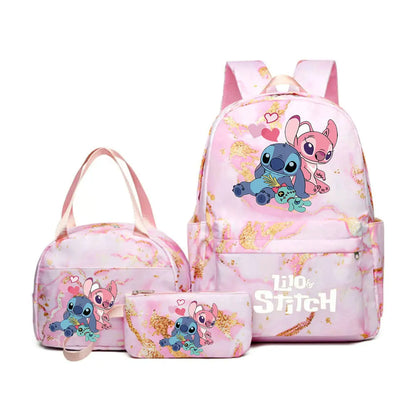 3Pcs/set Lilo Stitch Backpack for Girl Boy Student Teenager Children Rucksack Kids Birthday Gift Women Casual School Bag
