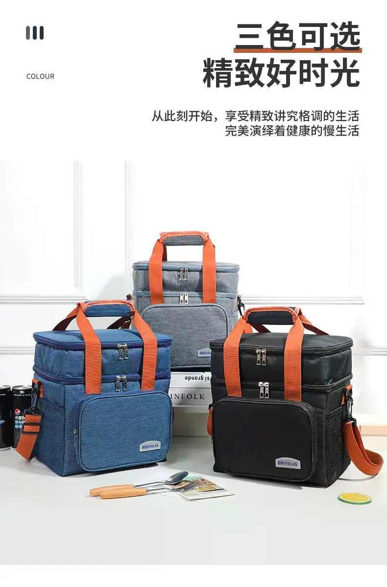 Portable Thermal Lunch Bag Picnic Food Cooler Bags Insulated Case Durable Waterproof Office Lunchbag Shoulder Strap Cooling Box