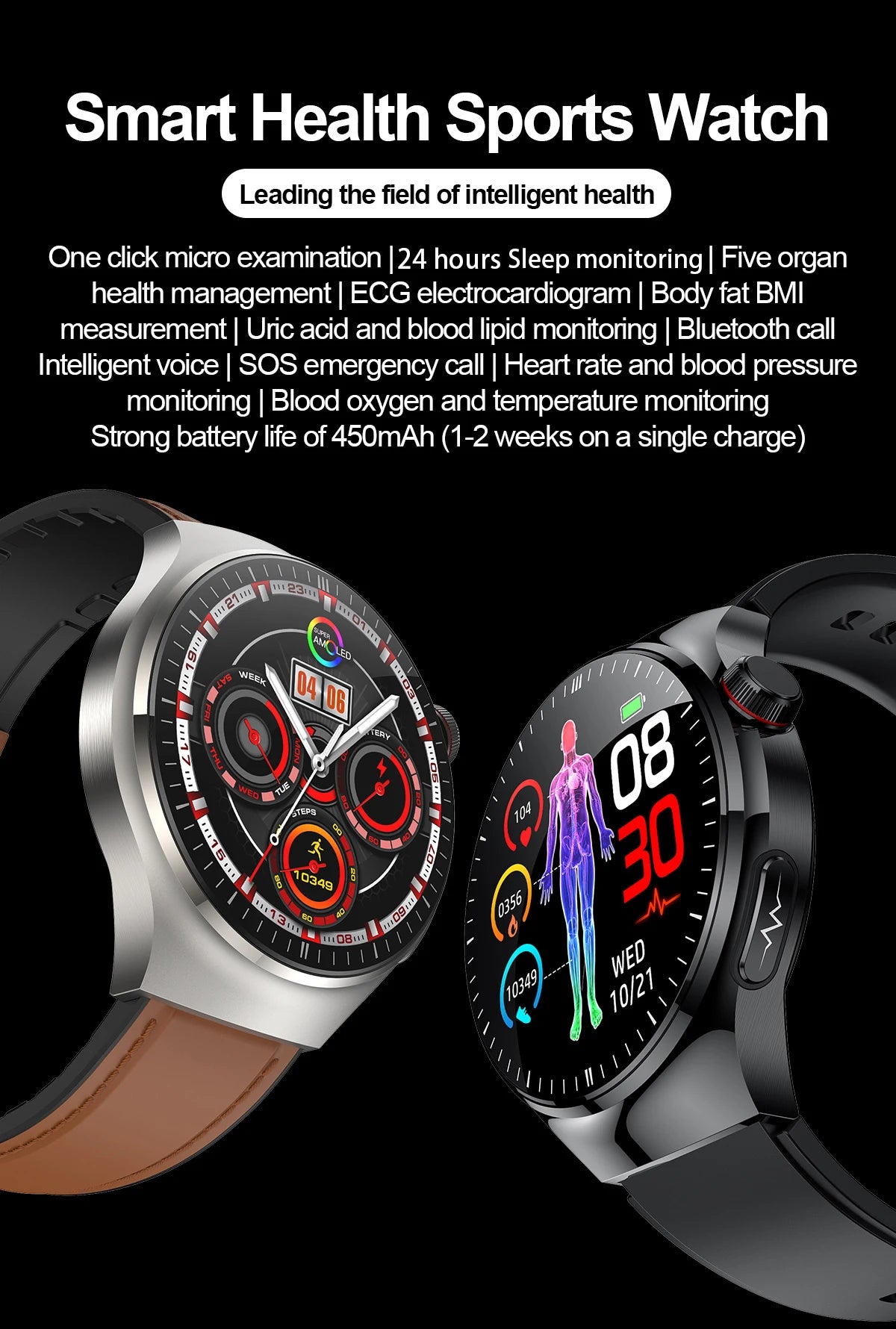 2025 For HUAWEI Precise ECG+PPG Uric acid HD Smart Watch Men Blood lipids Heart Rate Blood pressure Sport Call Health Smartwatch