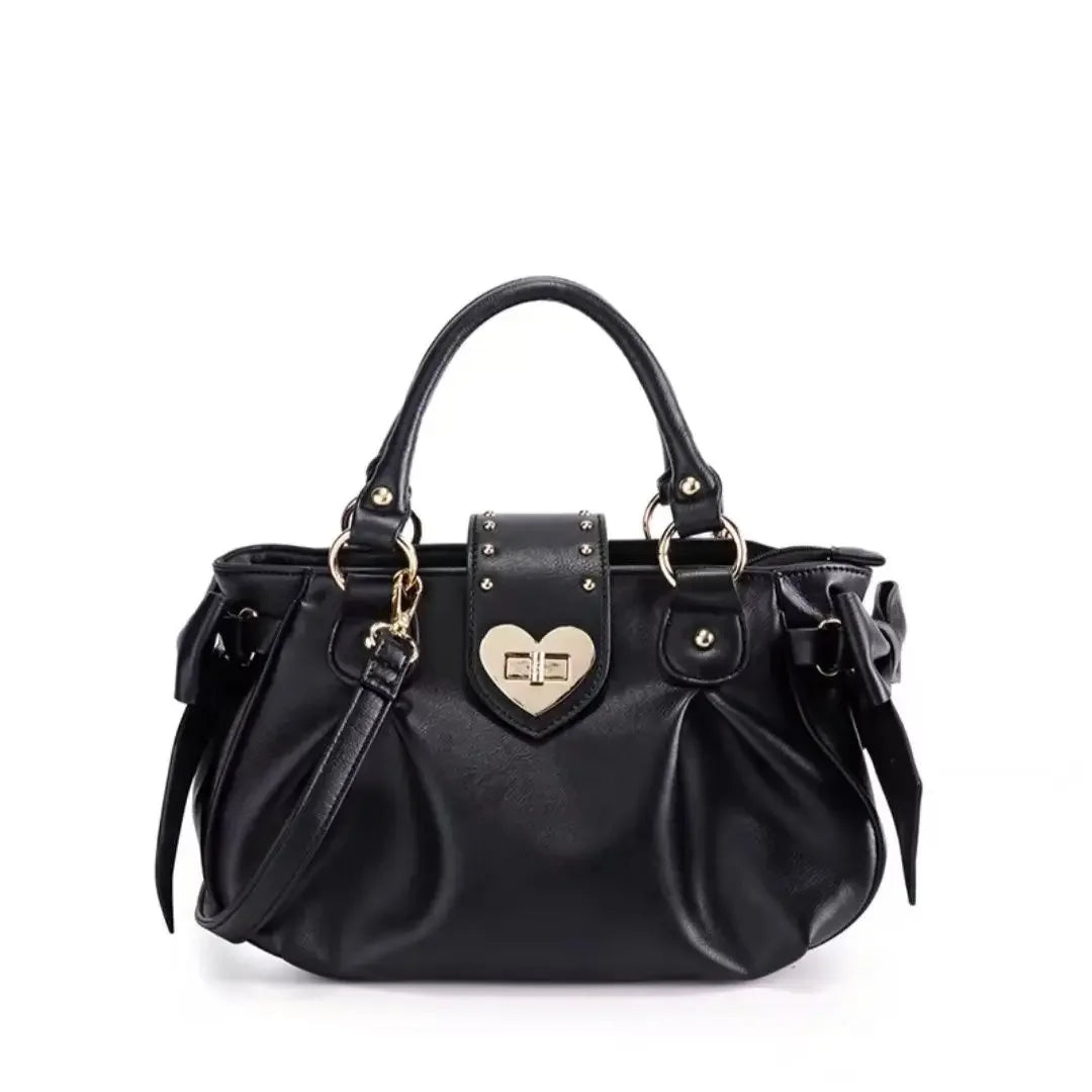 Sweet Bow Lolita Pink Hand Bag Purse Women Harajuku Love Heart Soft Crossbody Bag Lady Kawaii Large Capacity Shoulder Bag Female