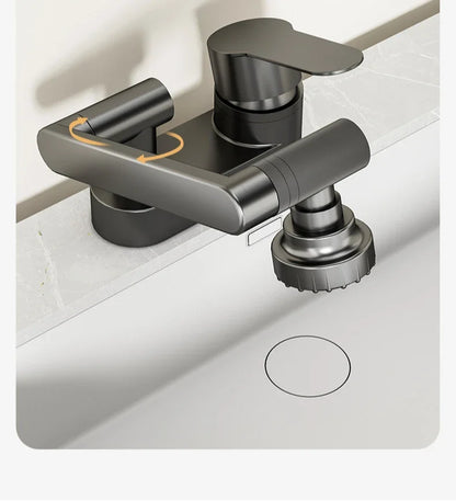 Basin Faucet Bathroom Double Hole Cold and Hot Water Tap Toilet Second Gear Sink 360° Rotating Water Mixing Valve Accessories