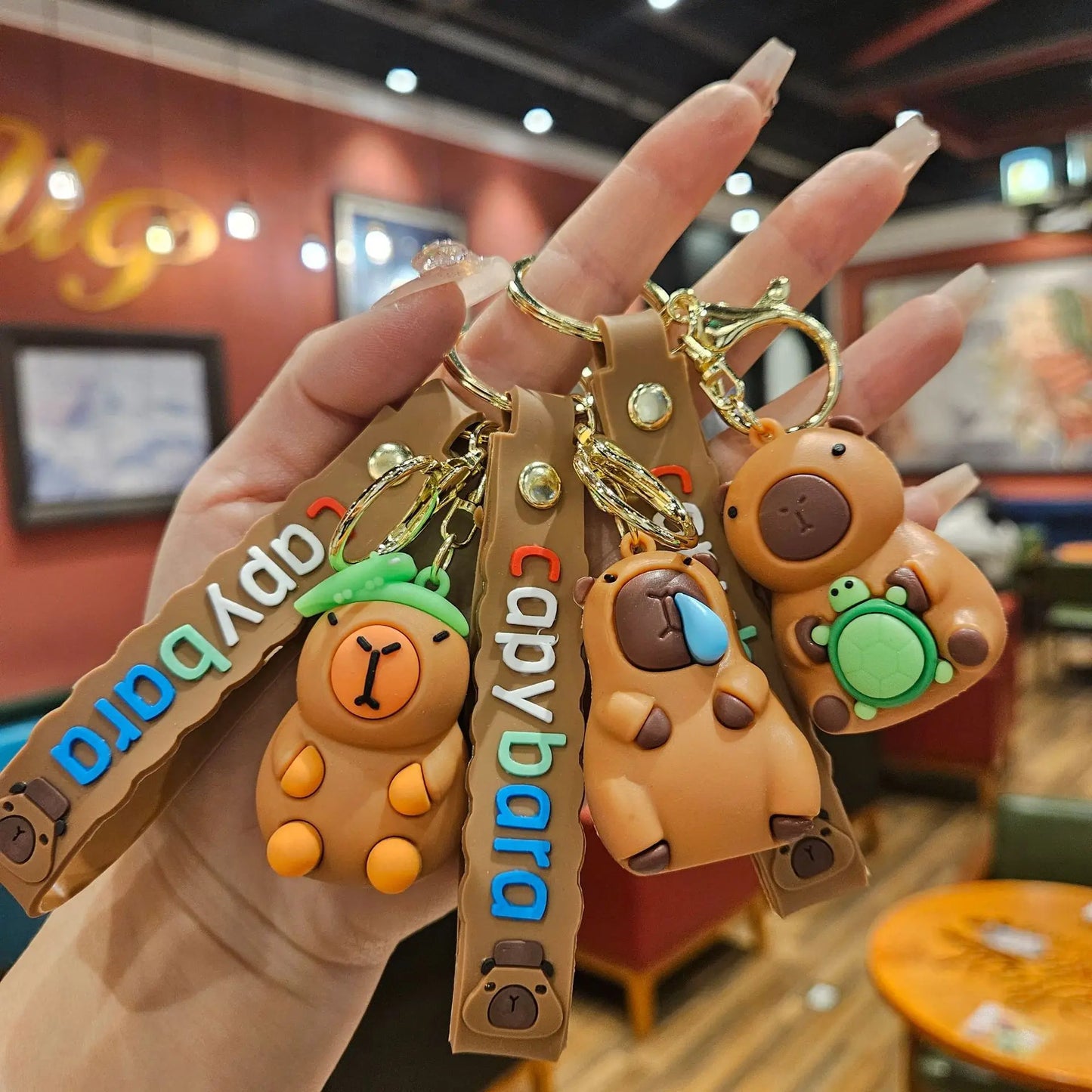 Cute Finless Porpoise Pendant Kapibara Leather Rope Keychain