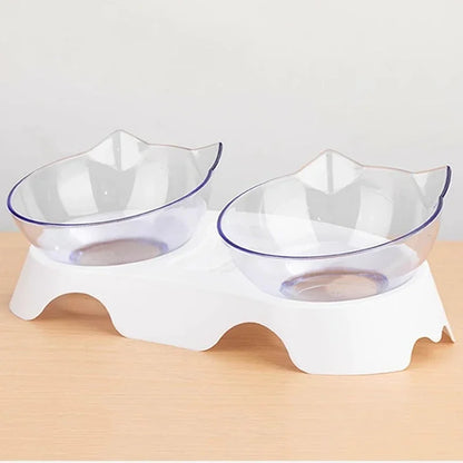 Pet Double Bowl Cat Bowl Dog Bowl with Stand Transparent Double Bowl Pet Feeding Cat Water Bowl Cat Food Pet Bowl Dog Feeder