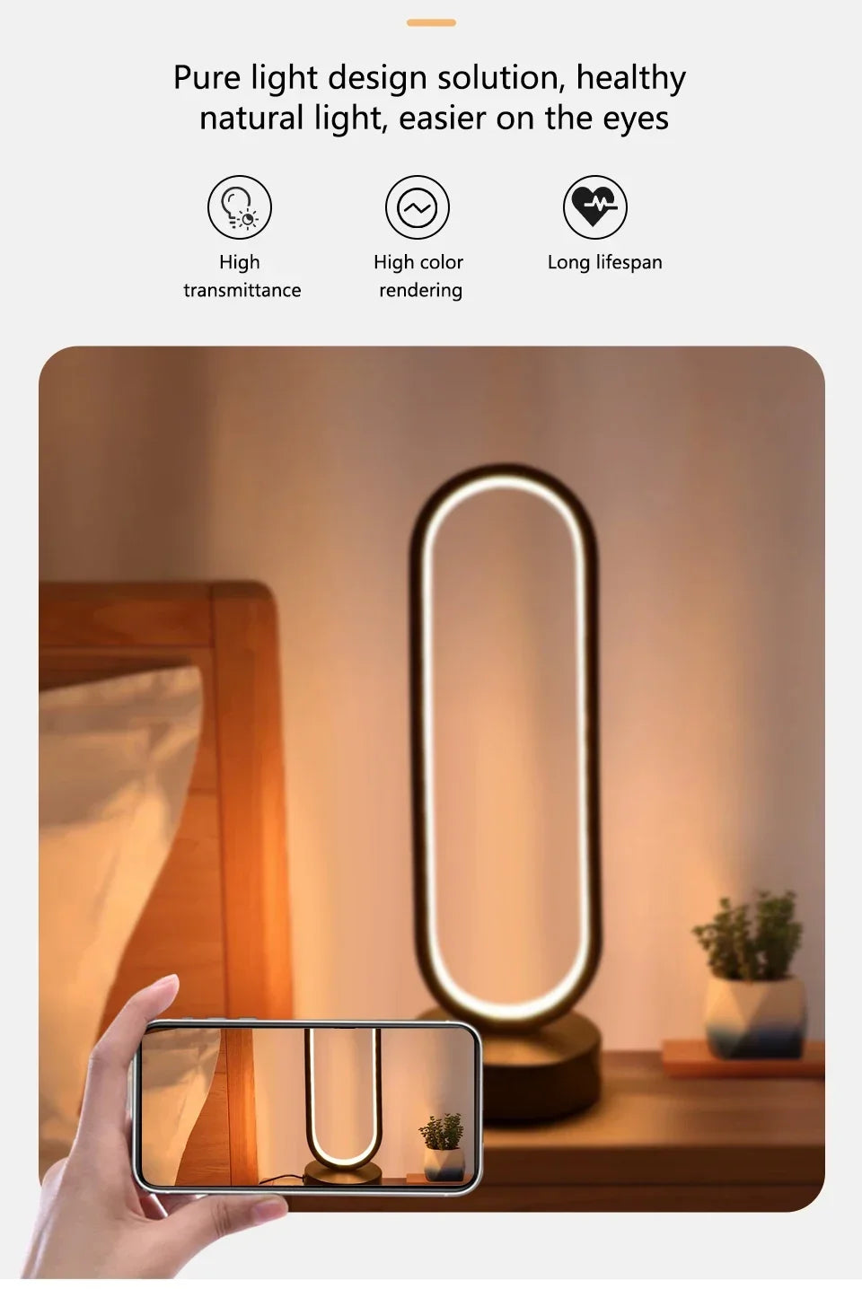 Slaapkamer Ringlamp Woonkamer Driekleurig Dimbare Bedlampje Led Nachtlampje Ambient Light Desk Nightstand Table Accessories