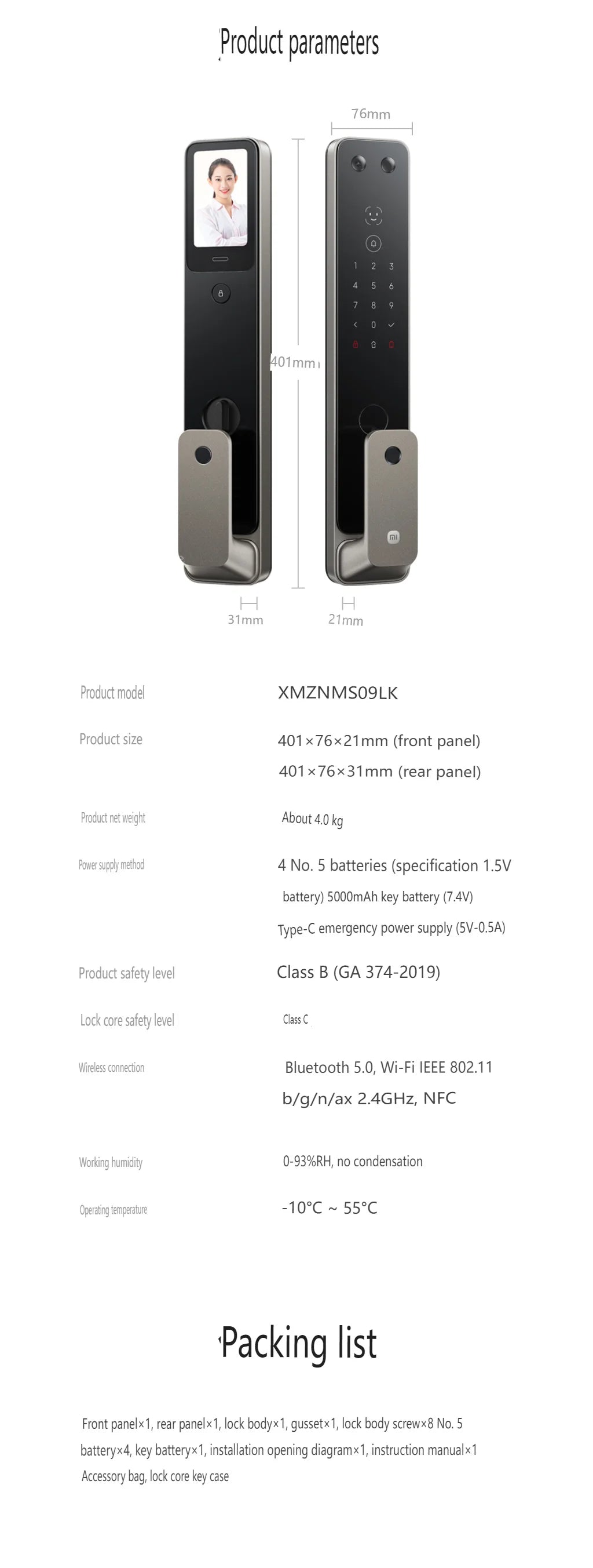 2025 Xiaomi Automatic Smart Door Lock G500 3D Face Recognition with Cat Eye Fingerprint Bluetooth Password Unlock Mi Home APP