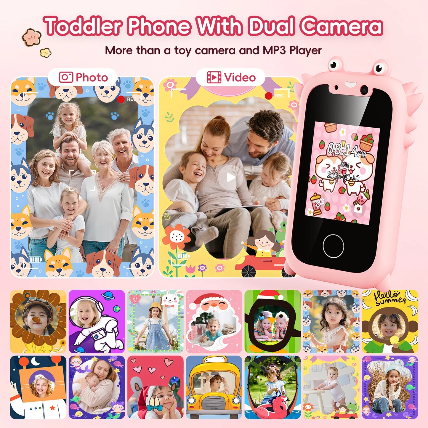 Kids Smart Phone Toys for Boys Girls Christmas Gifts Touchscreen Toddler Learning Cell Toy Phone with Camera Game Music Player