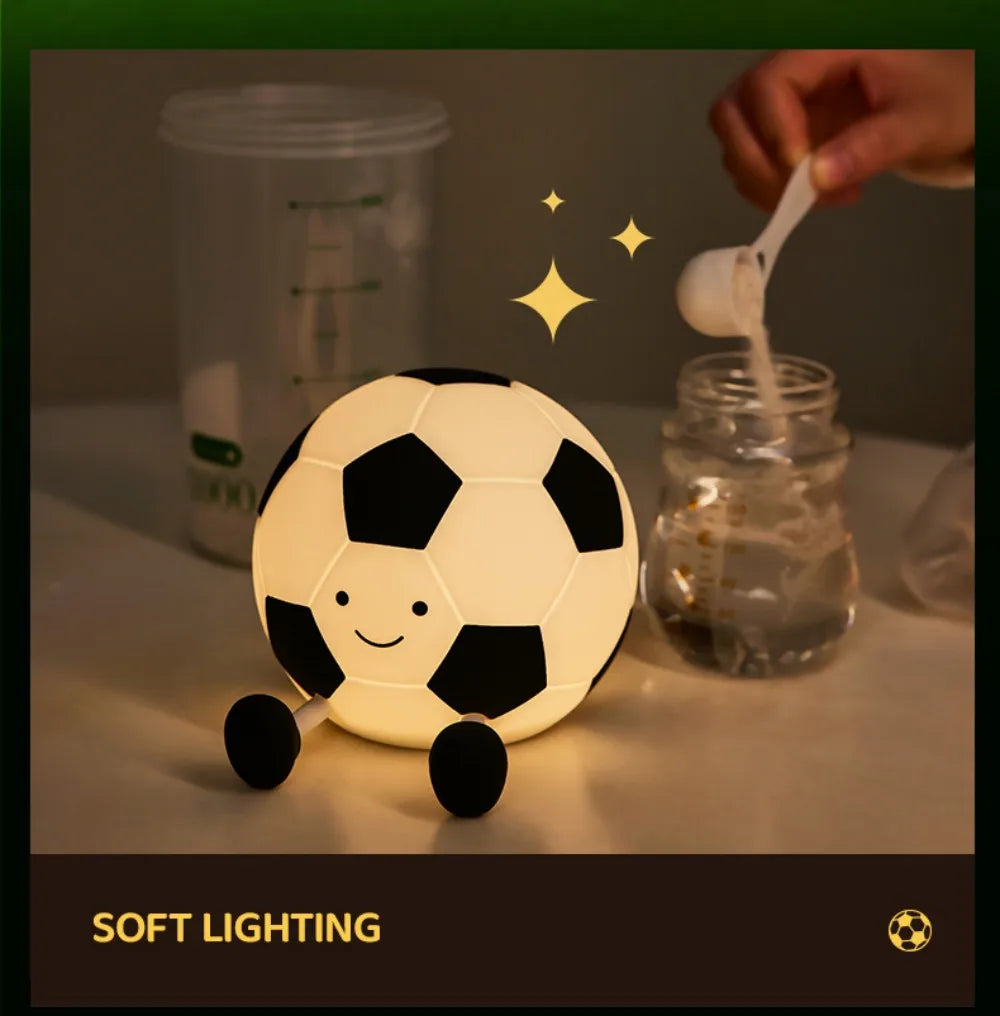 Football Silicone Night Light Rechargeable Sleeping Night Lamp with 3 Level Dimmable Bedside Lamp For Room Decor
