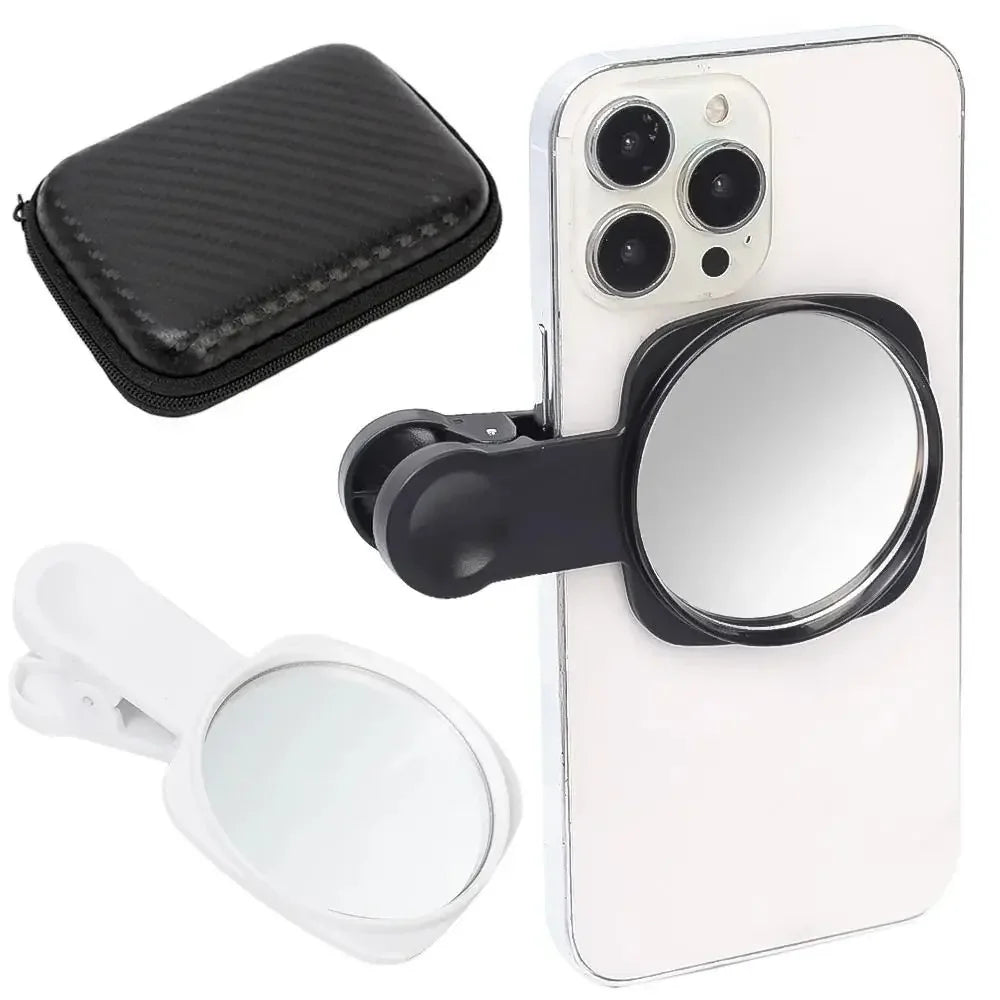 Smartphone Camera Mirror Reflection Clip Kit Portable Mobile Phone Camera Mirror Clip With Storage Bag Phone Rear Selfie Mirror