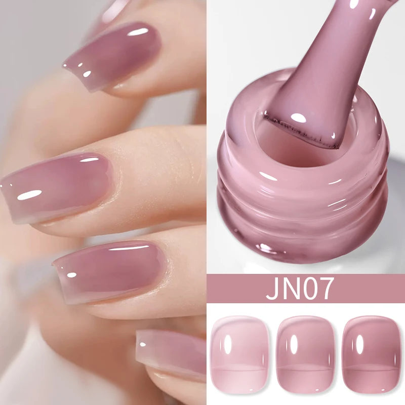 BORN PRETTY 10ml Wine Red Glitter Jelly Nude Gel Nail Polish Soak Off Translucent Color UV Light Cure for Nail Art DIY at Home