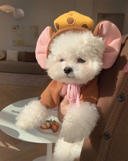 Autumn Winter Pet Cat Sweatshirt Warm Fleece Cosplay Animal Hoodies Overalls for Small Dogs Funny York Halloween Kitten Clothing