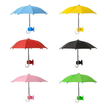 Fist Shape Motorcycle Umbrella - Suction Cup Phone Mount & Silver Coating UV Protection, Windproof Mini Foldable Rain Sun Shade