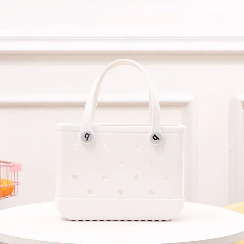 Waterproof Summer Storage Basket Mini Kid Beach Bogg Bag Women Shopping Bag Picnic Rubber Jelly Tote Bogg Bag Kid Purses