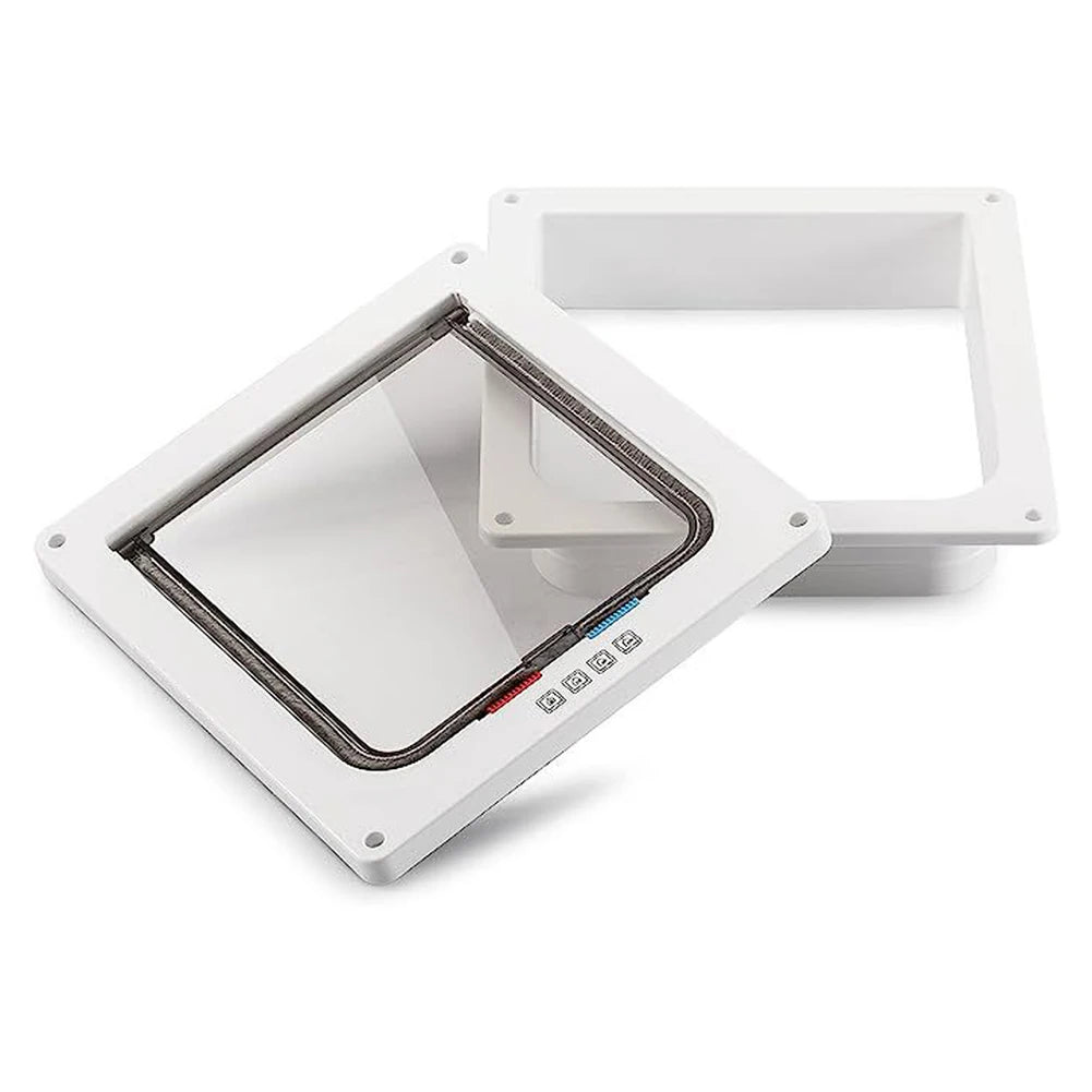 Cat Flap Door Magnetic Pet Door with 4 Way Security Lock for Cats Controllable ABS Plastic Small Puppy Gate Kitten Safety in&out