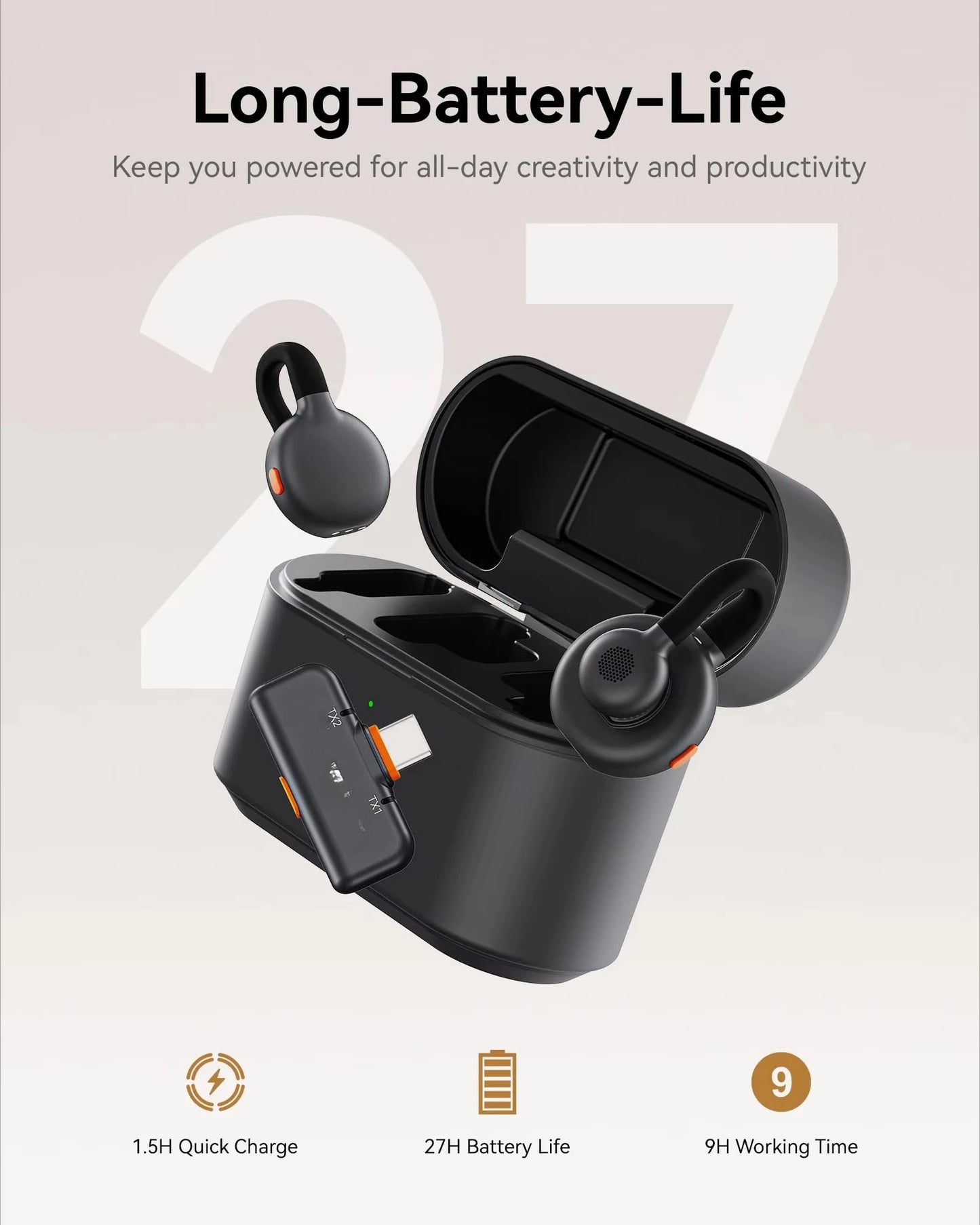 Lark M2S Wireless Lavalier Microphone with USB-C Plug  Titanium Clip, Plug-and-Play Noise Cancelling