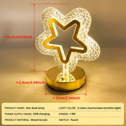 Star Moon Desk Lamp LED Decorative Lighting Night Light USB Rechargeable Bedside Atmosphere Light Moon Star Night Light