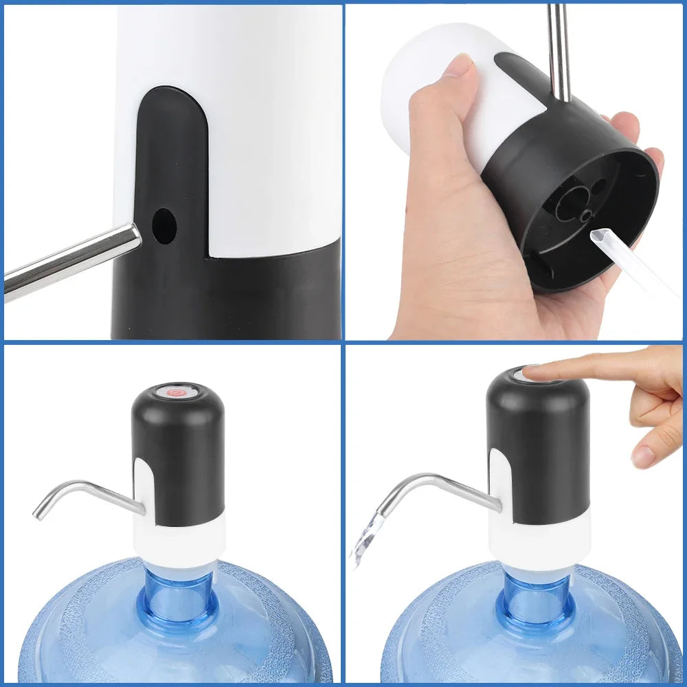 USB Automatic Water Pumping With Blue LED Light Rechargeable Barreled Portable Wireless Charging Electric Water Dispenser Device