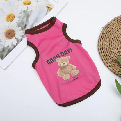 Cartoon Bear Dog Clothes Cute Cotton Dog Costume Pet T-shirt Cats Vest for Puppy Small Medium Dogs Shih Tzu Dog XS-XXL