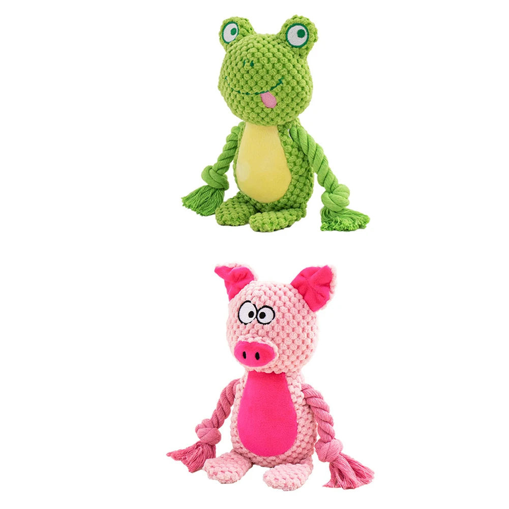 Dog Enrichment Toy Cute Animal Rope Dog Toy Plush Puppy Chew Pet Squeak Toy Cartoon Interactive Games For Dogs Stuff For Dogs